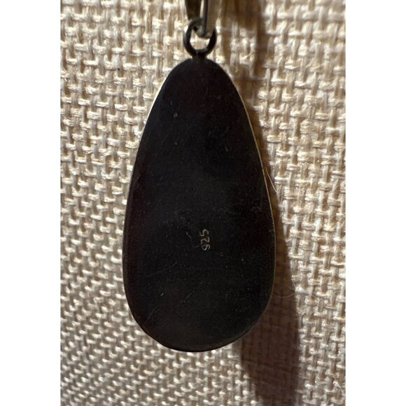 Sterling Silver Necklace & Larimar Pendand Teardrop Gemstone 18" Chain Italy - Picture 8 of 10